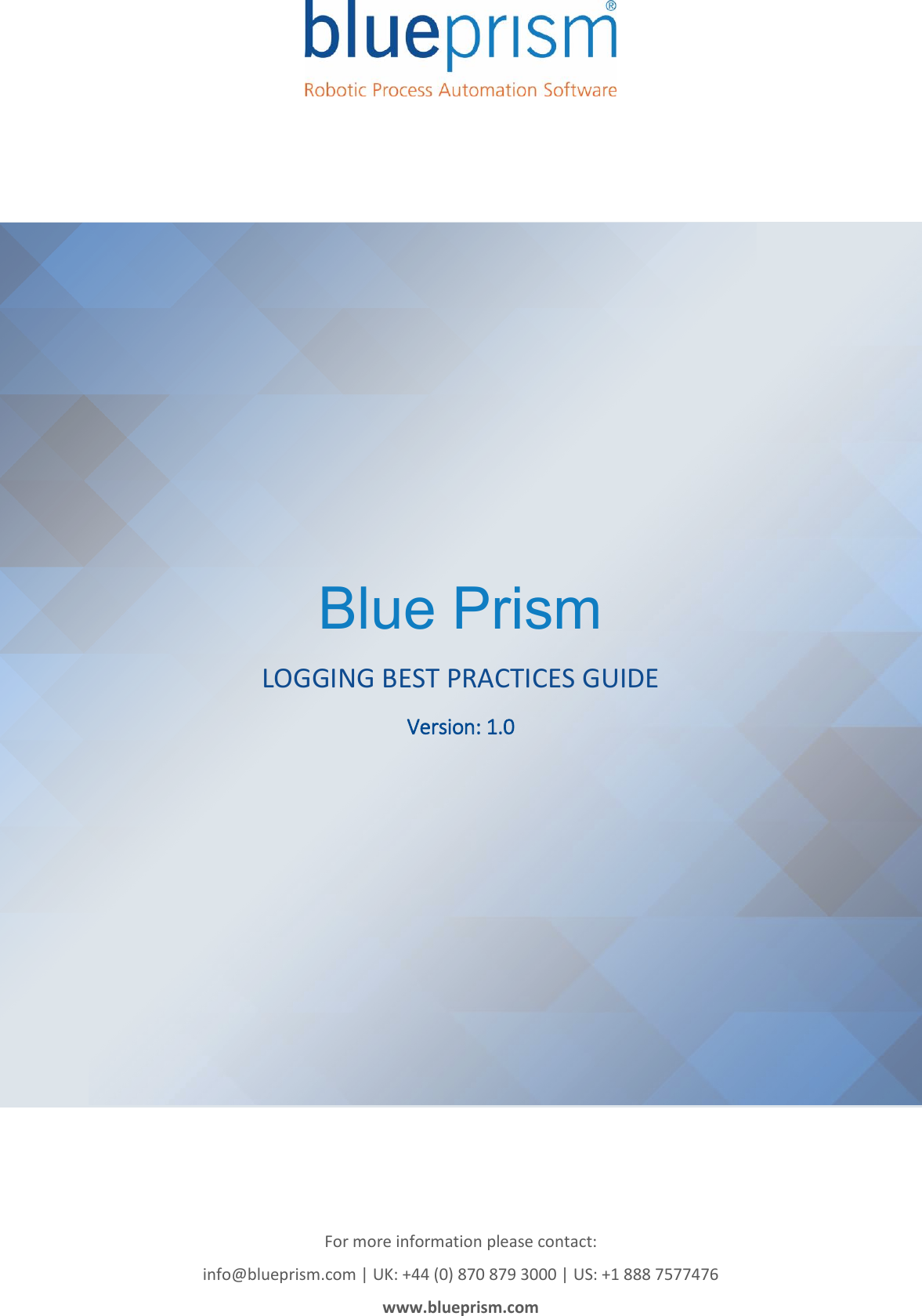 Page 1 of 12 - Blue Prism Logging Best Practices Guide