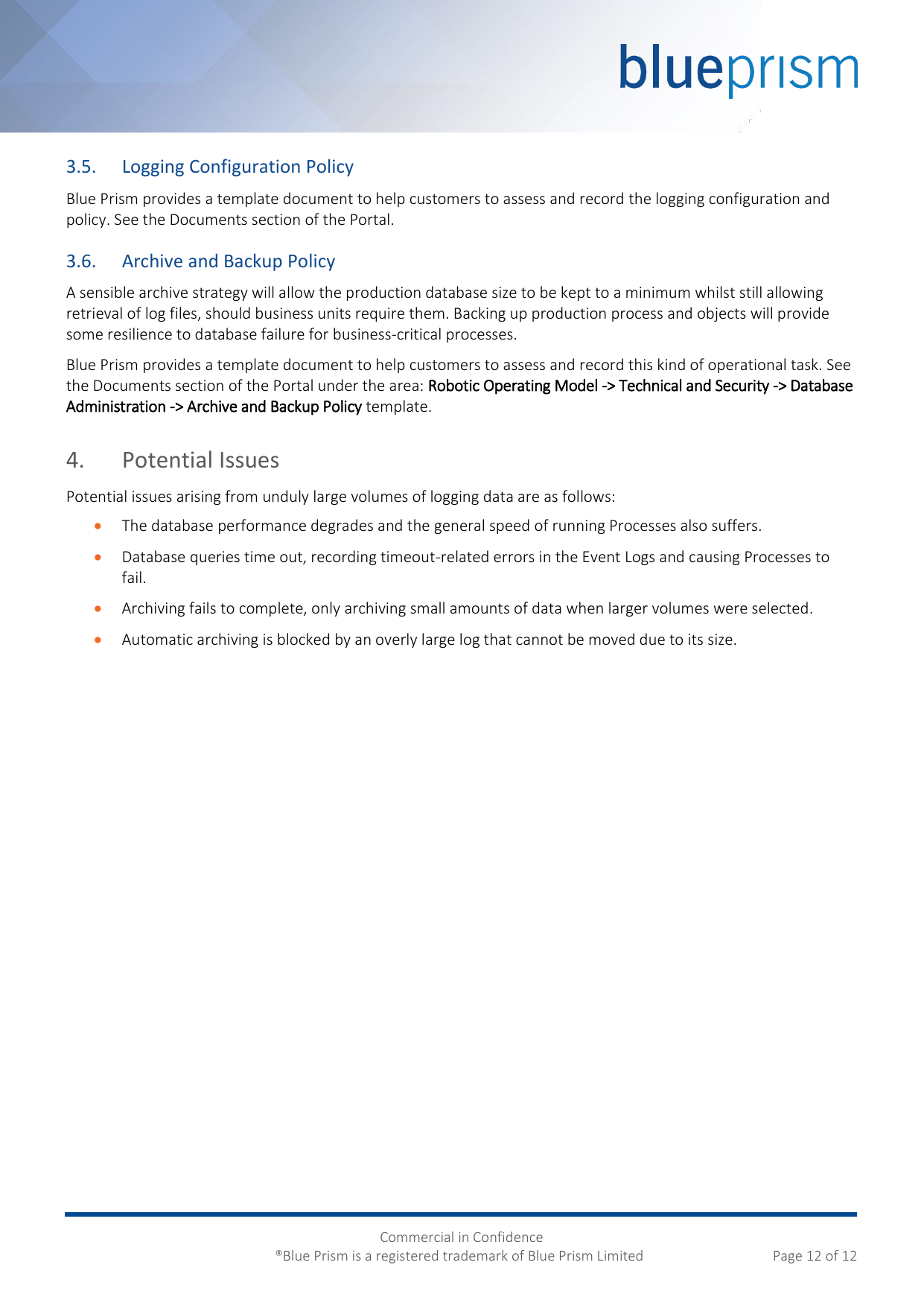 Page 12 of 12 - Blue Prism Logging Best Practices Guide