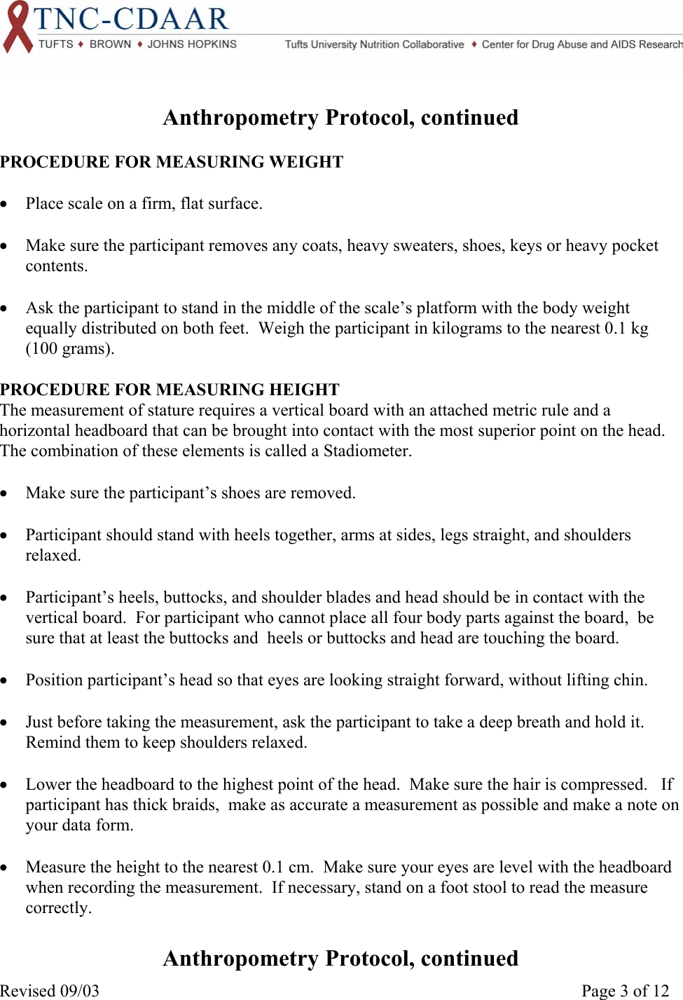 Page 3 of 12 - AnthropLNG Lohman Et Al 1991 Anthropometric Standarization Reference Manual
