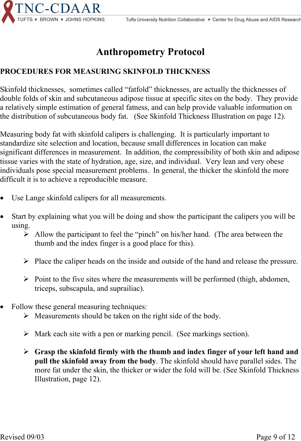 Page 9 of 12 - AnthropLNG Lohman Et Al 1991 Anthropometric Standarization Reference Manual