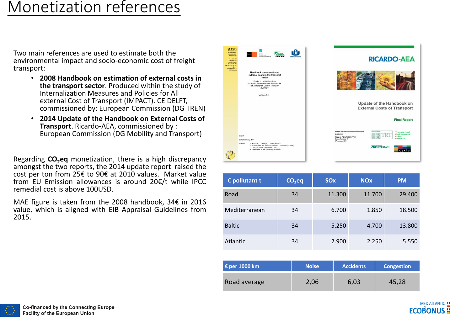 Page 4 of 10 - MED ATLANTIC ECOBONUS MAE EXTERNAL COST CALCULATOR TOOL V10 2 User Manual