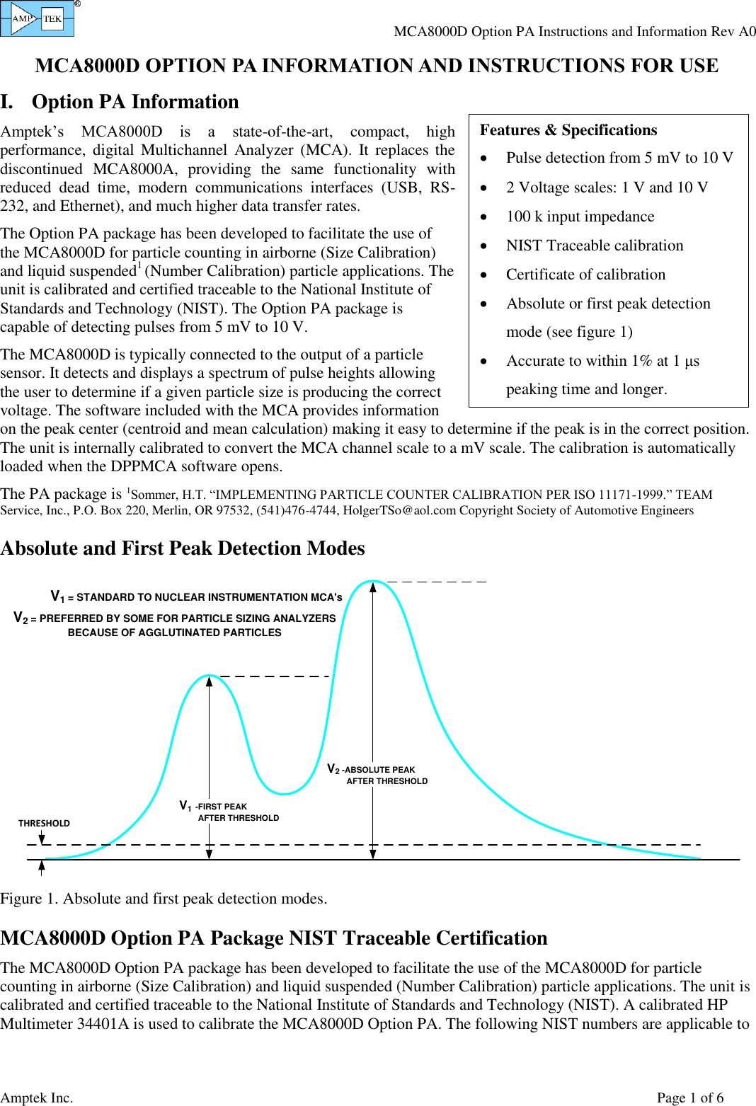 Page 1 of 6 - MCA8000D Quick Start Guide Option PA Instructions And Information