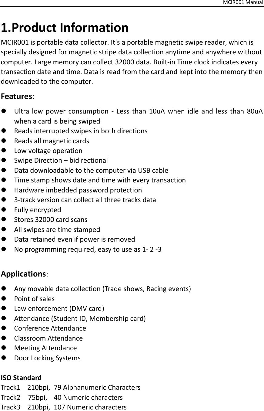 Page 2 of 8 - MCIR001 Manual