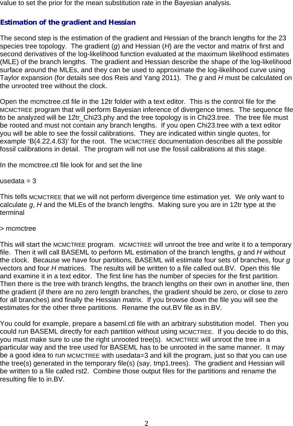 Page 2 of 6 - 15 May 2011 MCMCtree Step By Manual
