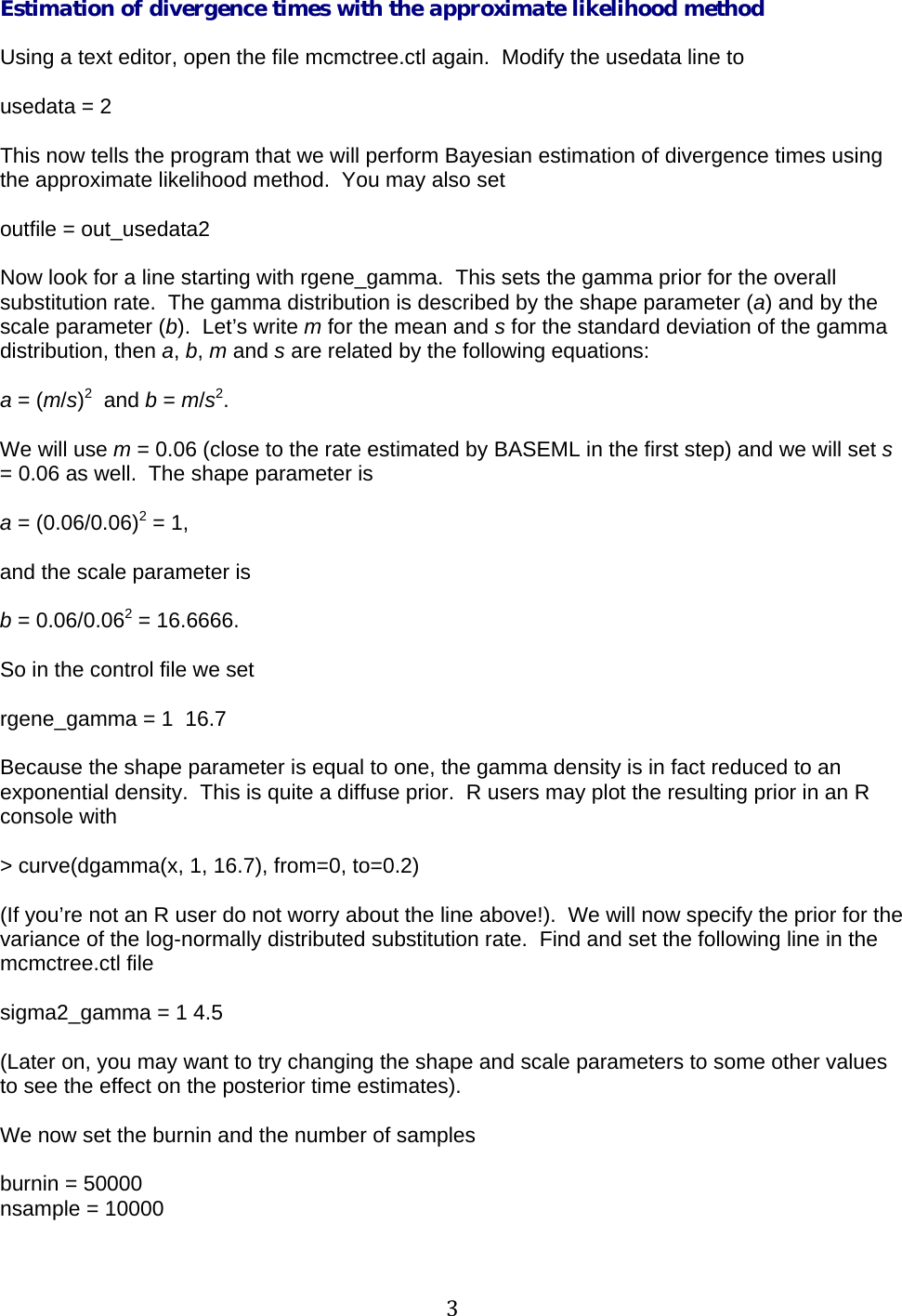Page 3 of 6 - 15 May 2011 MCMCtree Step By Manual