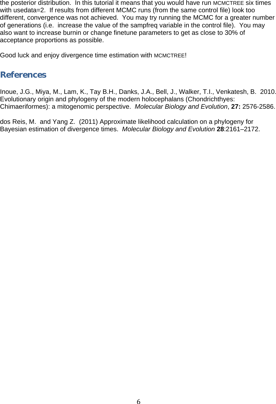 Page 6 of 6 - 15 May 2011 MCMCtree Step By Manual