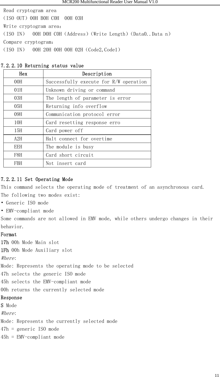 Page 11 of 12 - 一、概述 MCR200 Multifunctional Reader User Manual V1.0