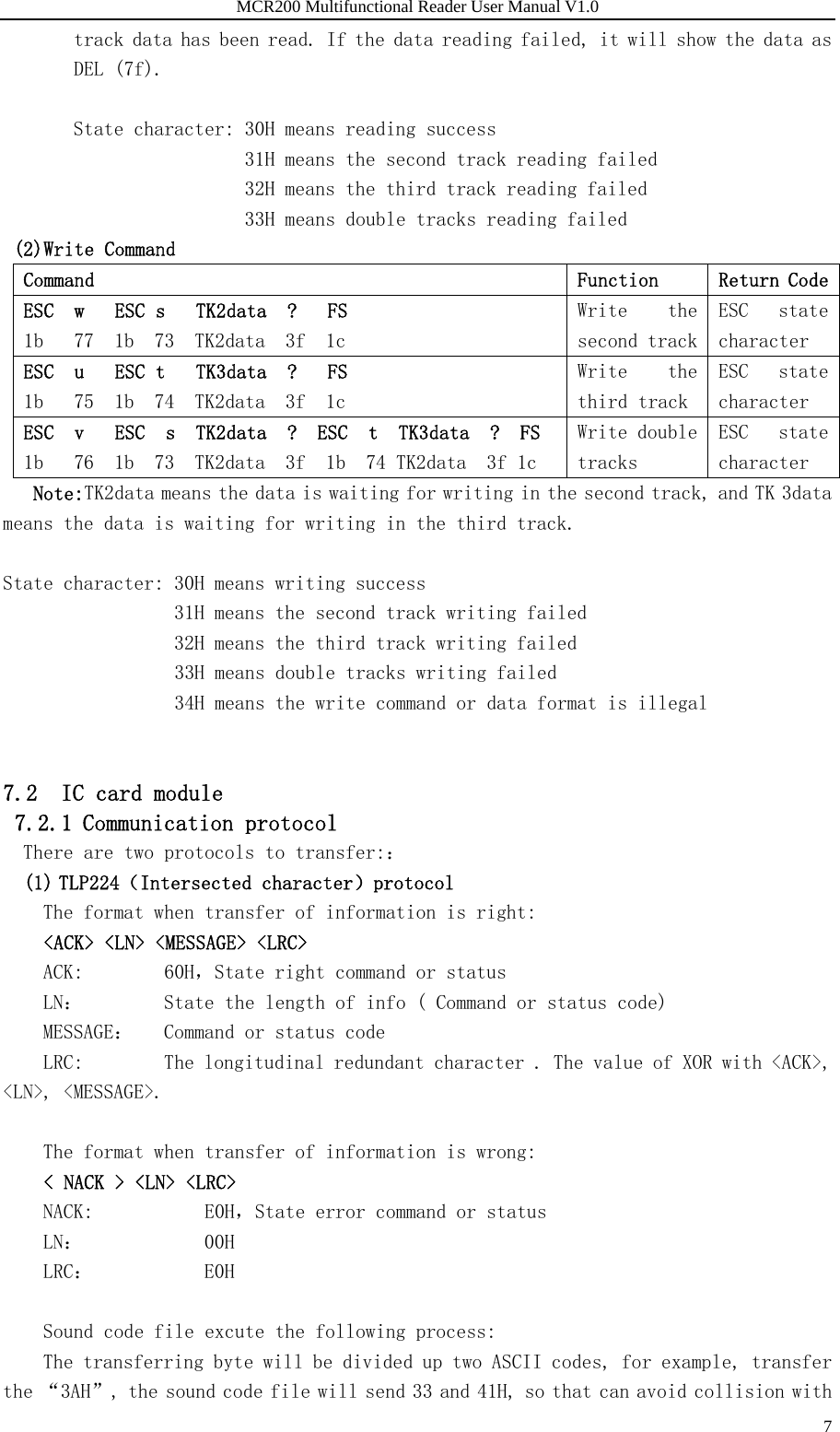 Page 7 of 12 - 一、概述 MCR200 Multifunctional Reader User Manual V1.0