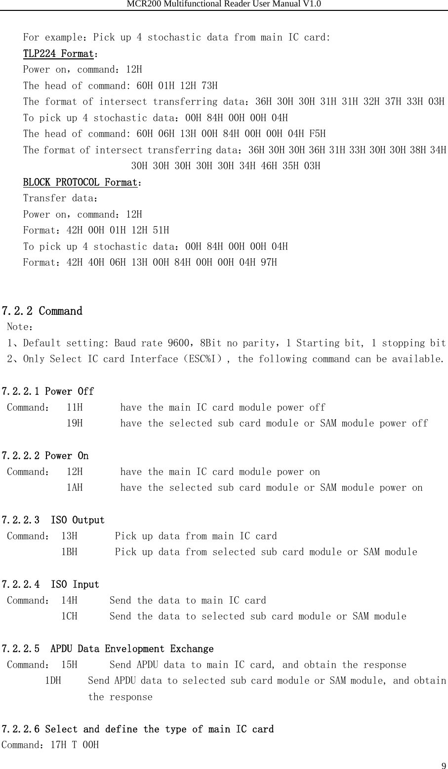 Page 9 of 12 - 一、概述 MCR200 Multifunctional Reader User Manual V1.0