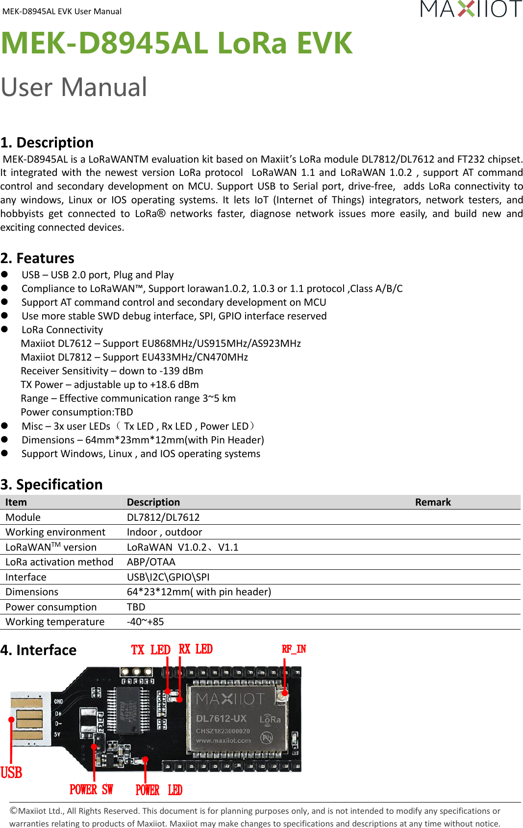 Page 1 of 4 - MEK-D8945 EVK Hardware User Manual