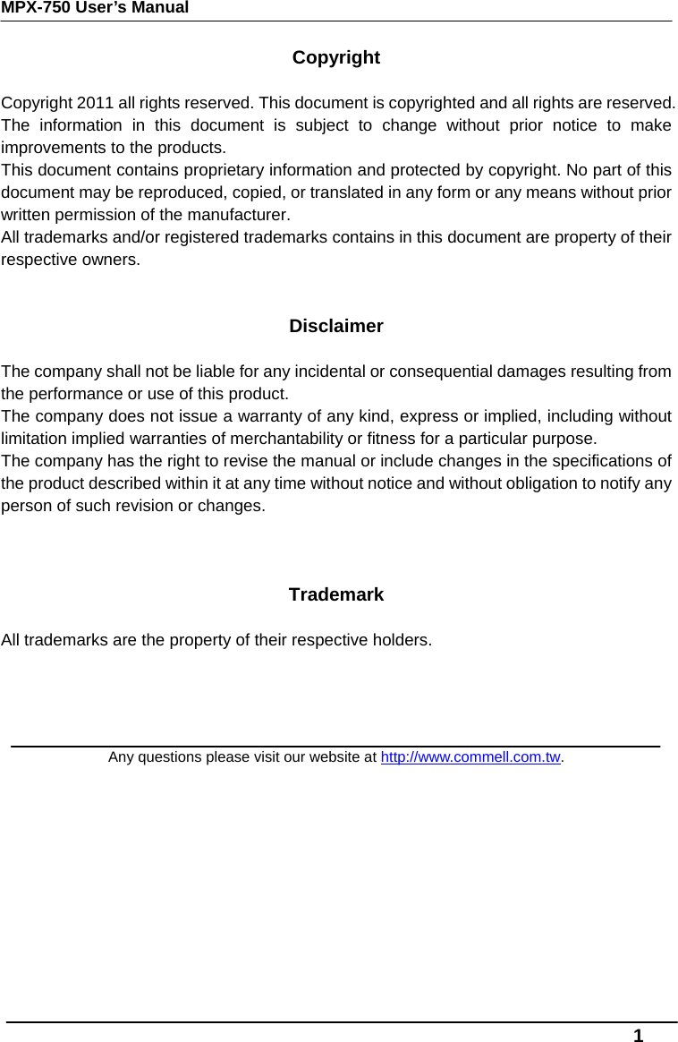 Page 2 of 10 - MP-750_Manual_V10 MPX-750 Manual V10