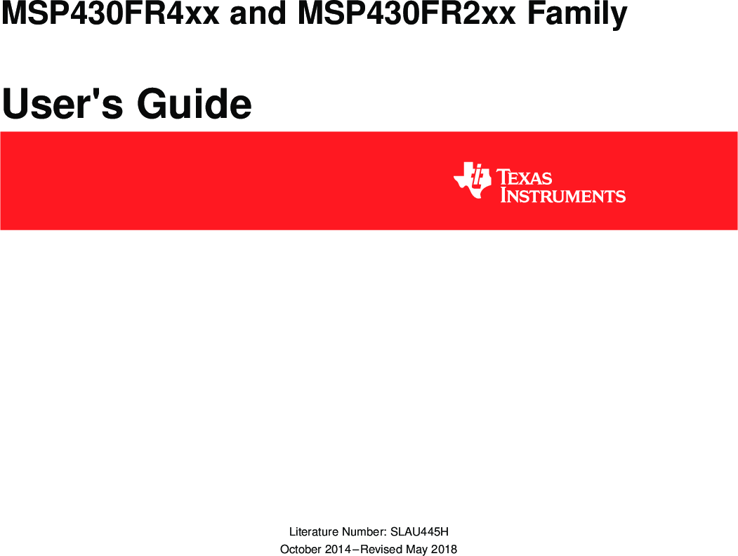 Msp430fr4xx And Msp430fr2xx Family User S Guide Rev H Users