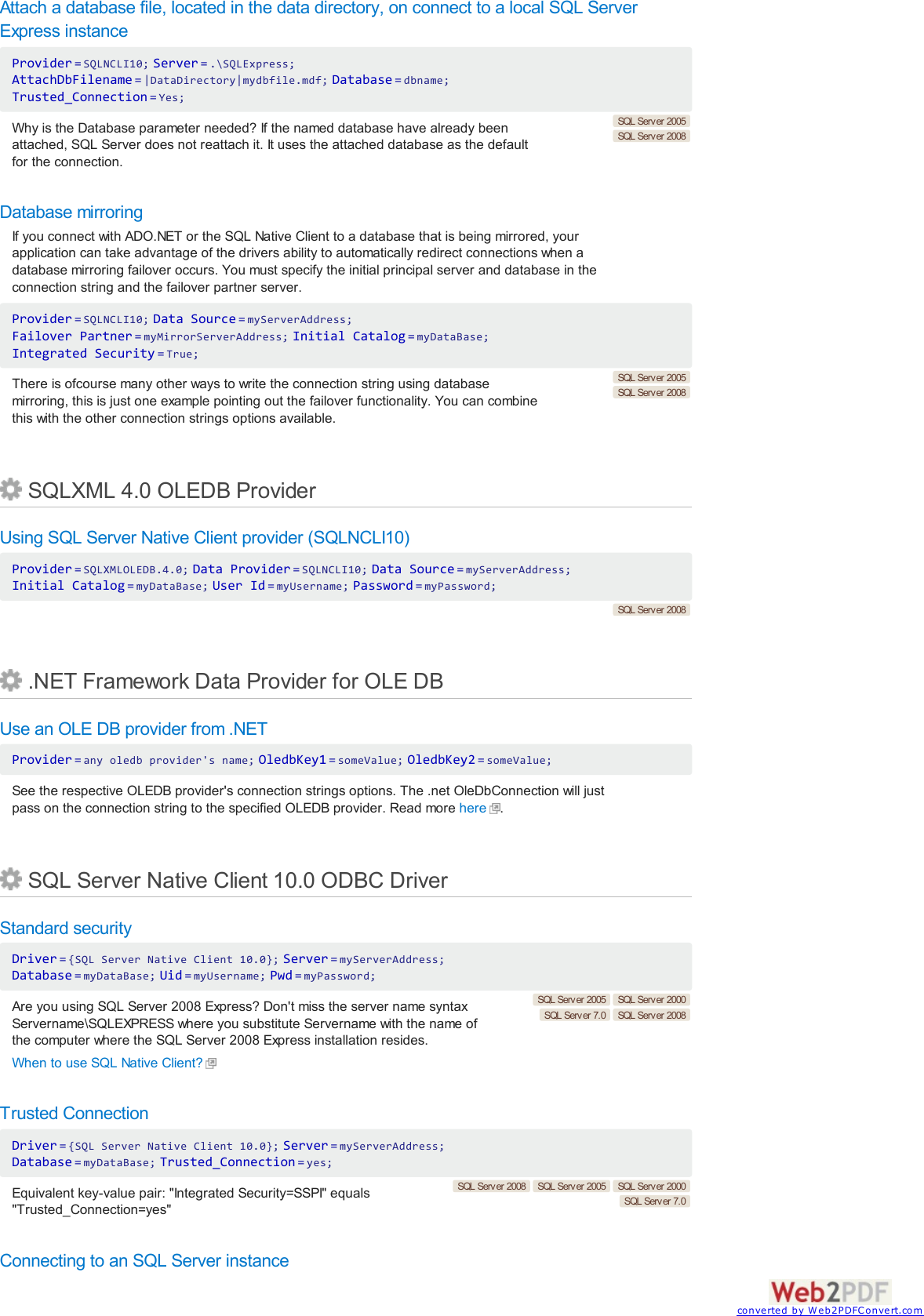 Page 4 of 7 - SQL Server 2008 Connection Strings - ConnectionStrings.com MSSQL2008 Manual