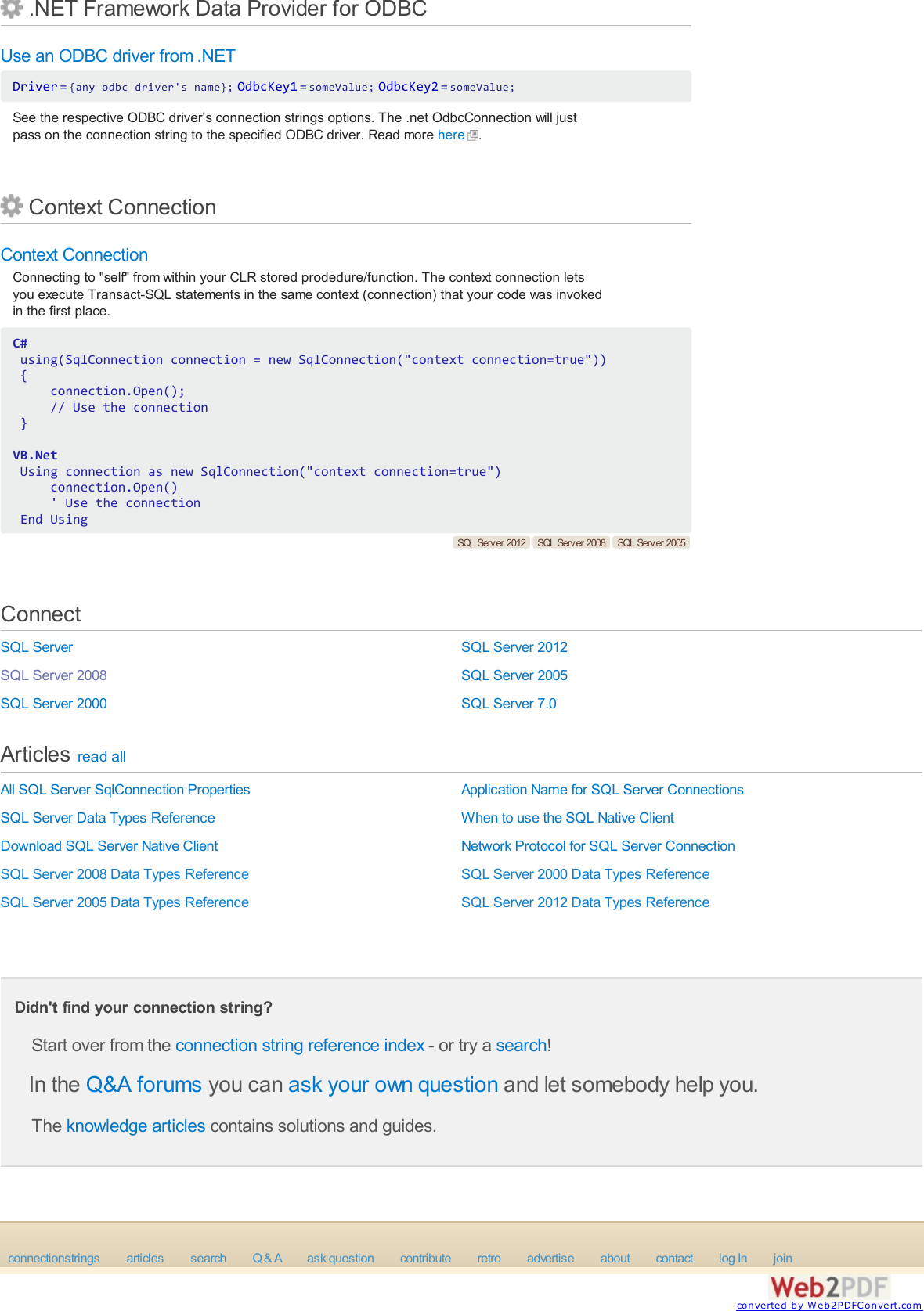 Page 6 of 7 - SQL Server 2008 Connection Strings - ConnectionStrings.com MSSQL2008 Manual