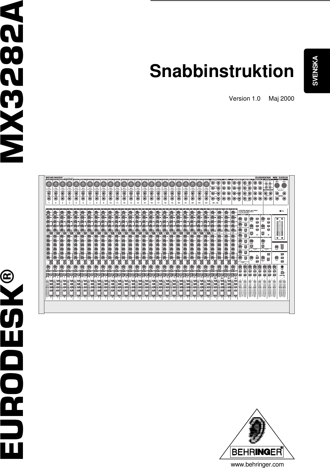 Page 1 of 11 - EURODESK MX3282A Behringer User Manual (Swedish) P0029 M SV