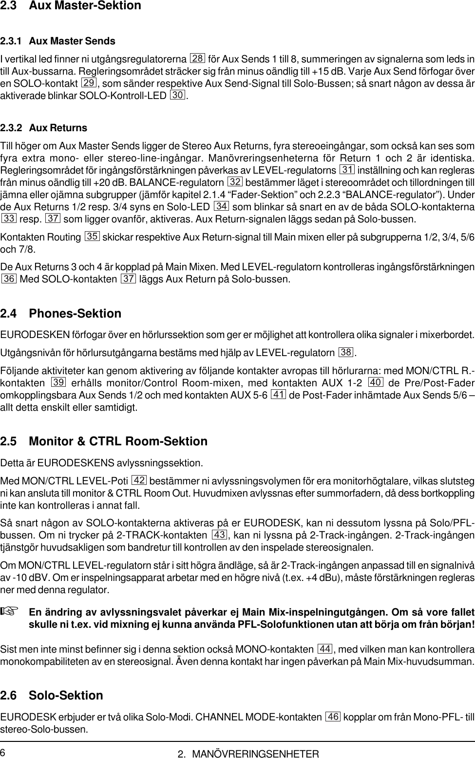 Page 6 of 11 - EURODESK MX3282A Behringer User Manual (Swedish) P0029 M SV