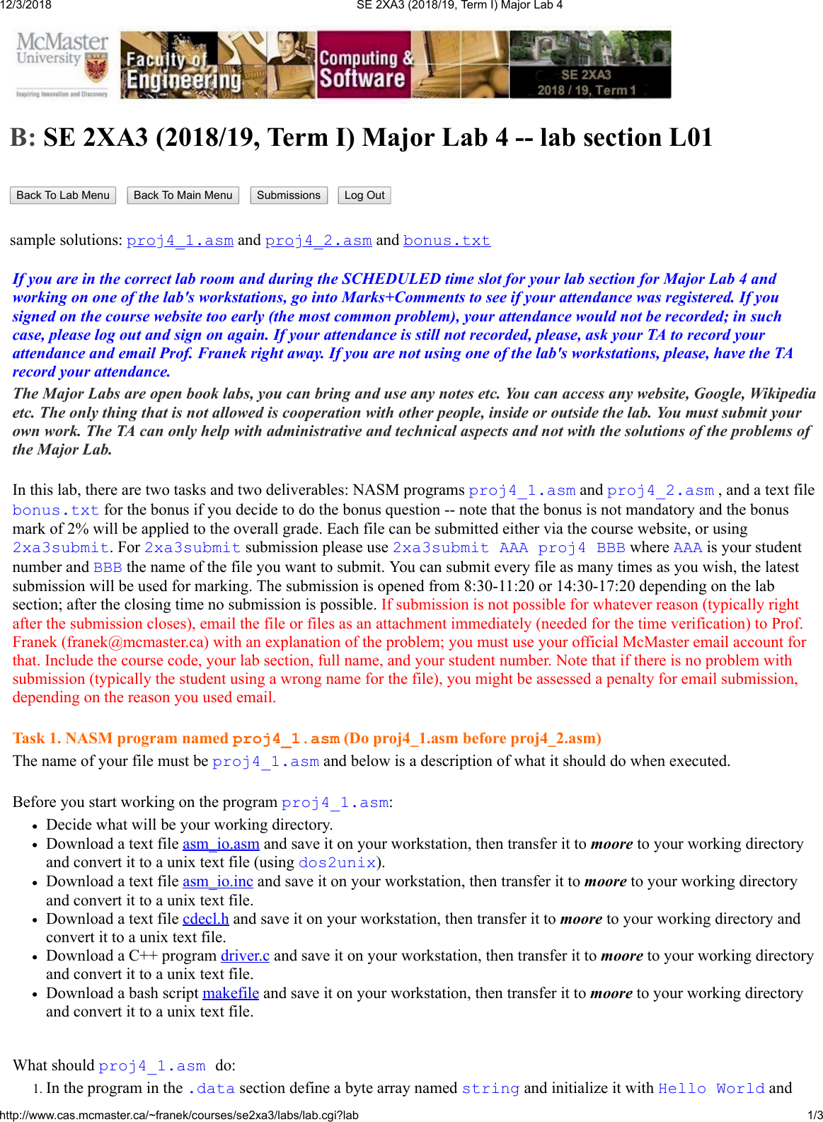 Page 1 of 3 - Major Lab 4 Instructions