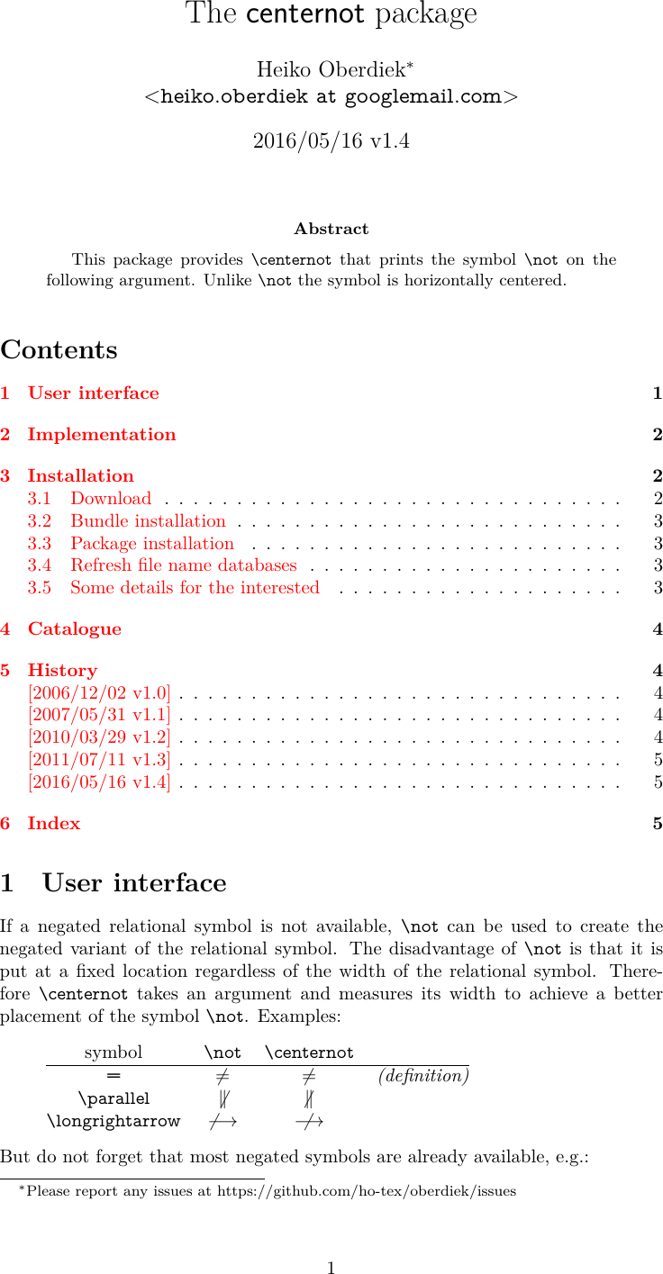 Page 1 of 5 - The Centernot Package Manual 3