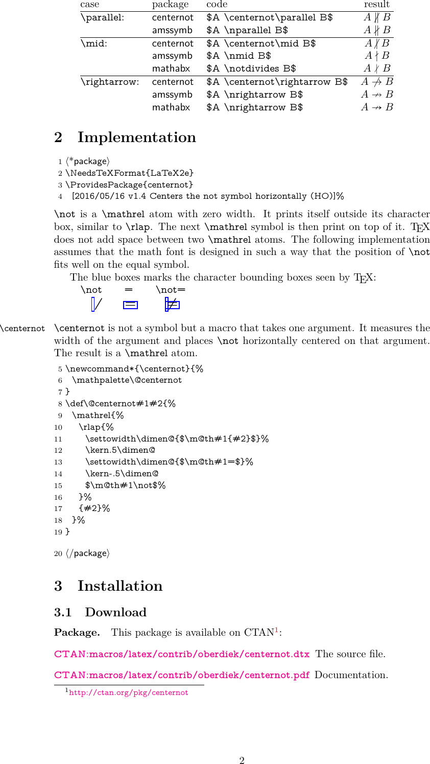 Page 2 of 5 - The Centernot Package Manual 3
