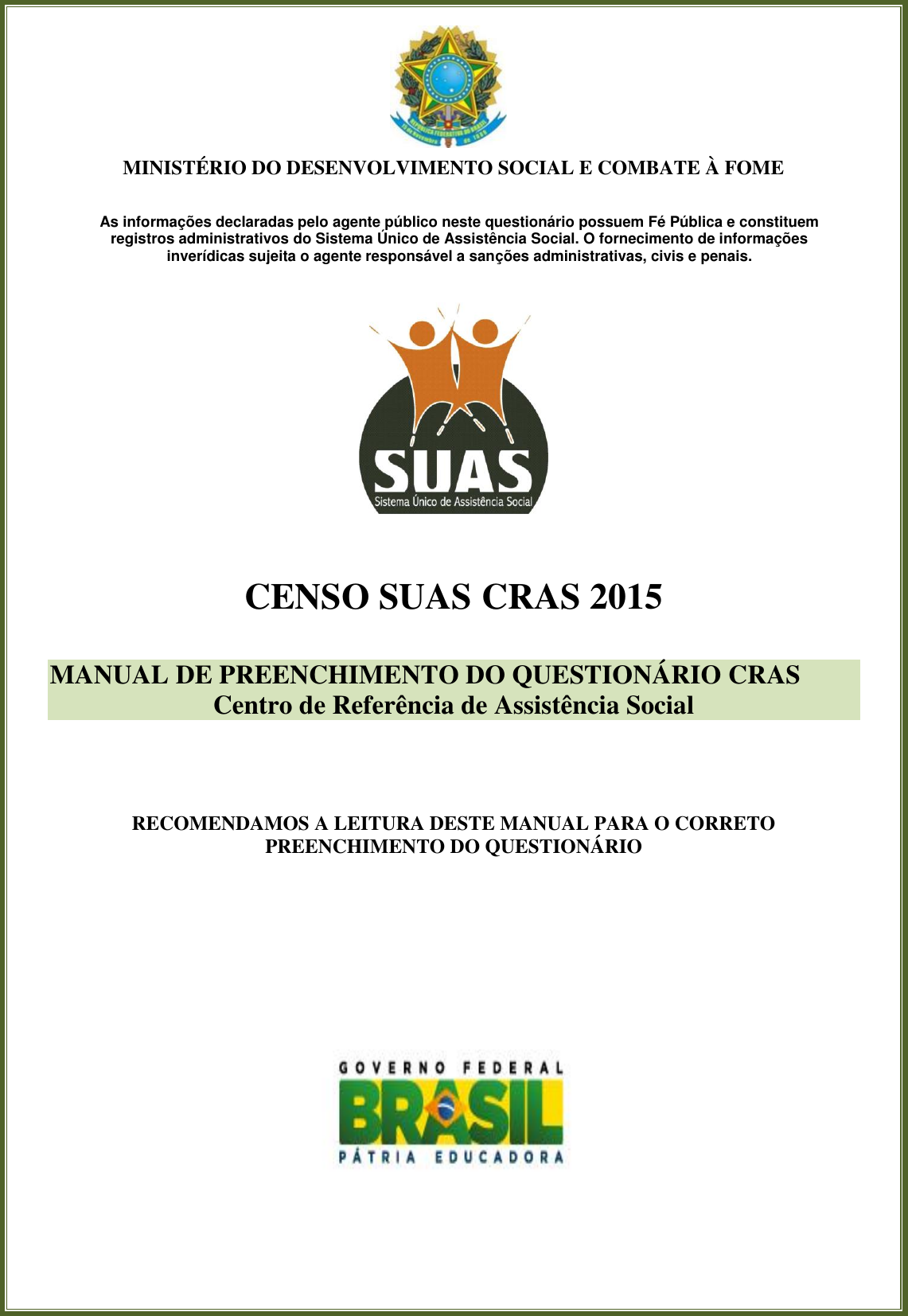 Manual CRAS Censo SUAS 2015