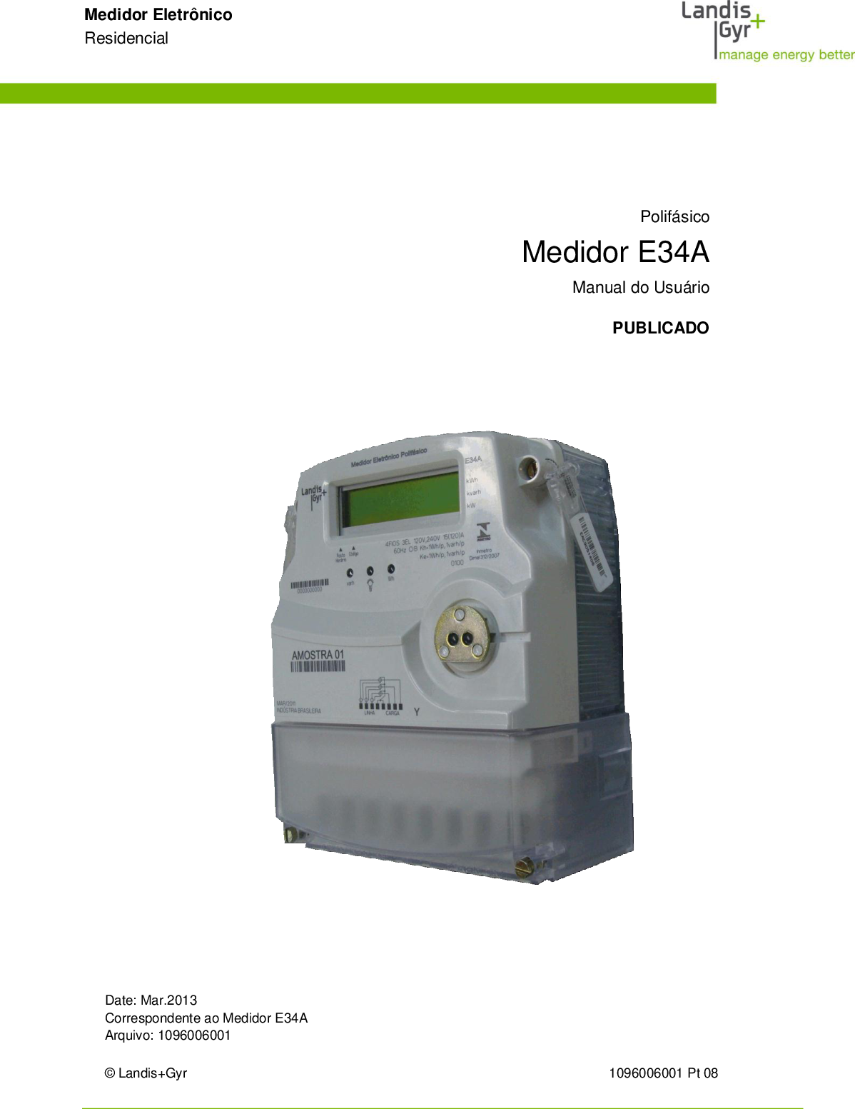 Medidor E34A Manual Power Meter Landis Gyr