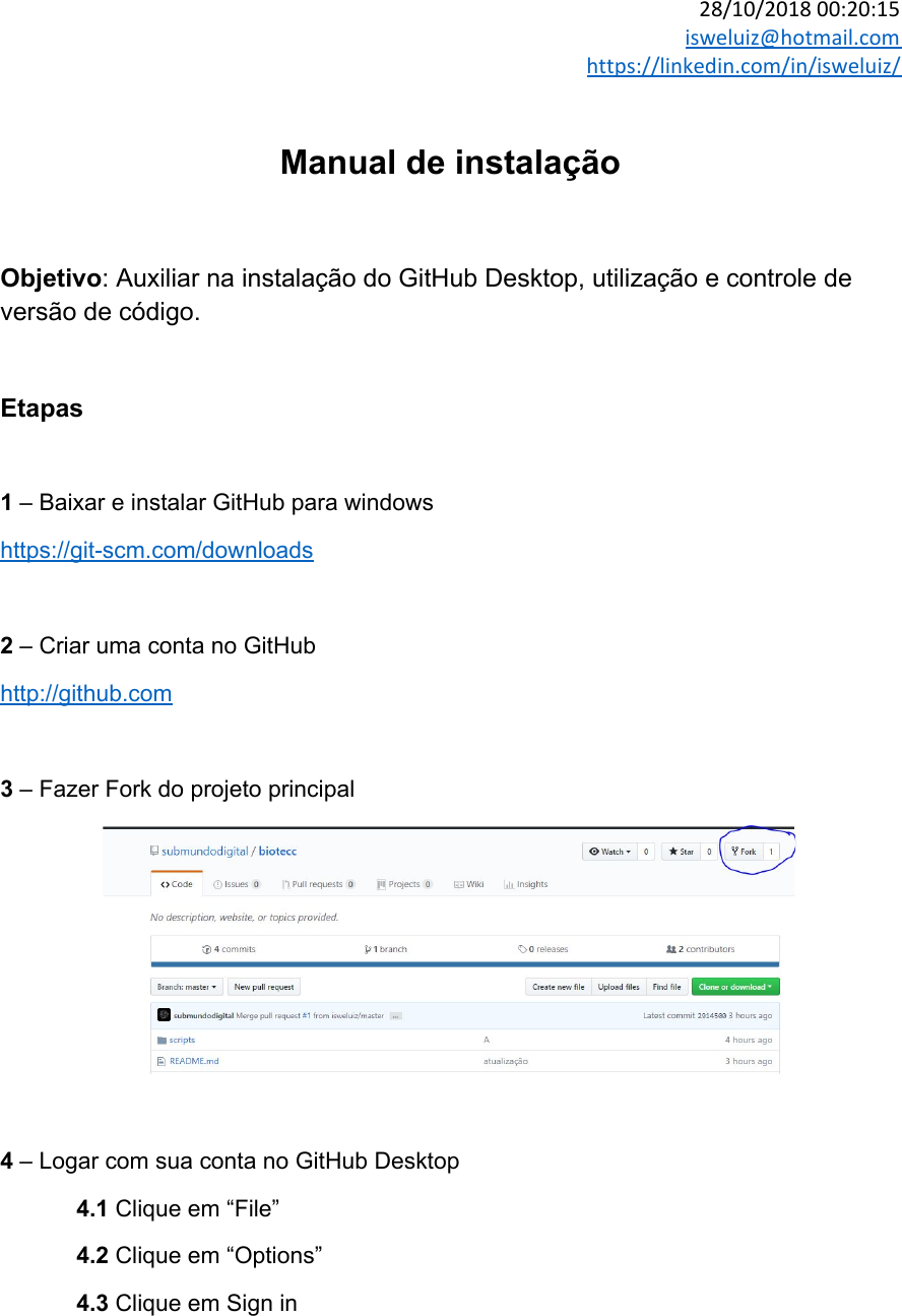 Manual De Instalação Githubdesktop