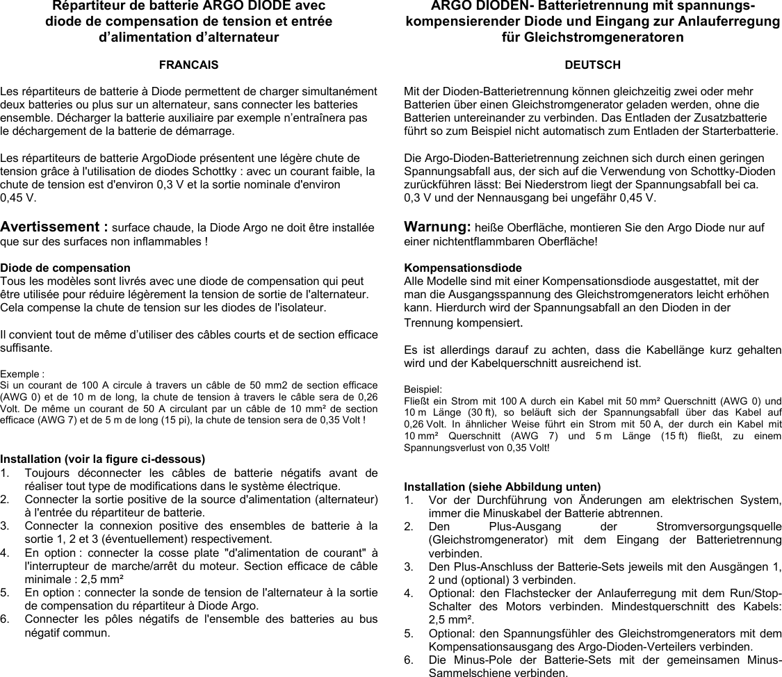Page 2 of 4 - Manual-Argo-Diode-Battery-Isolator-80-2SC-EN-NL-FR-DE-IT-ES-SE