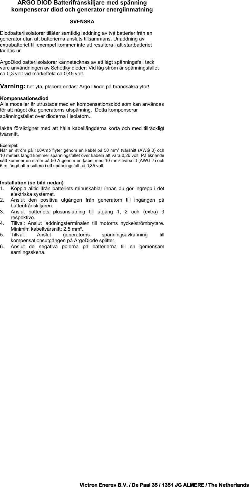 Page 4 of 4 - Manual-Argo-Diode-Battery-Isolator-80-2SC-EN-NL-FR-DE-IT-ES-SE
