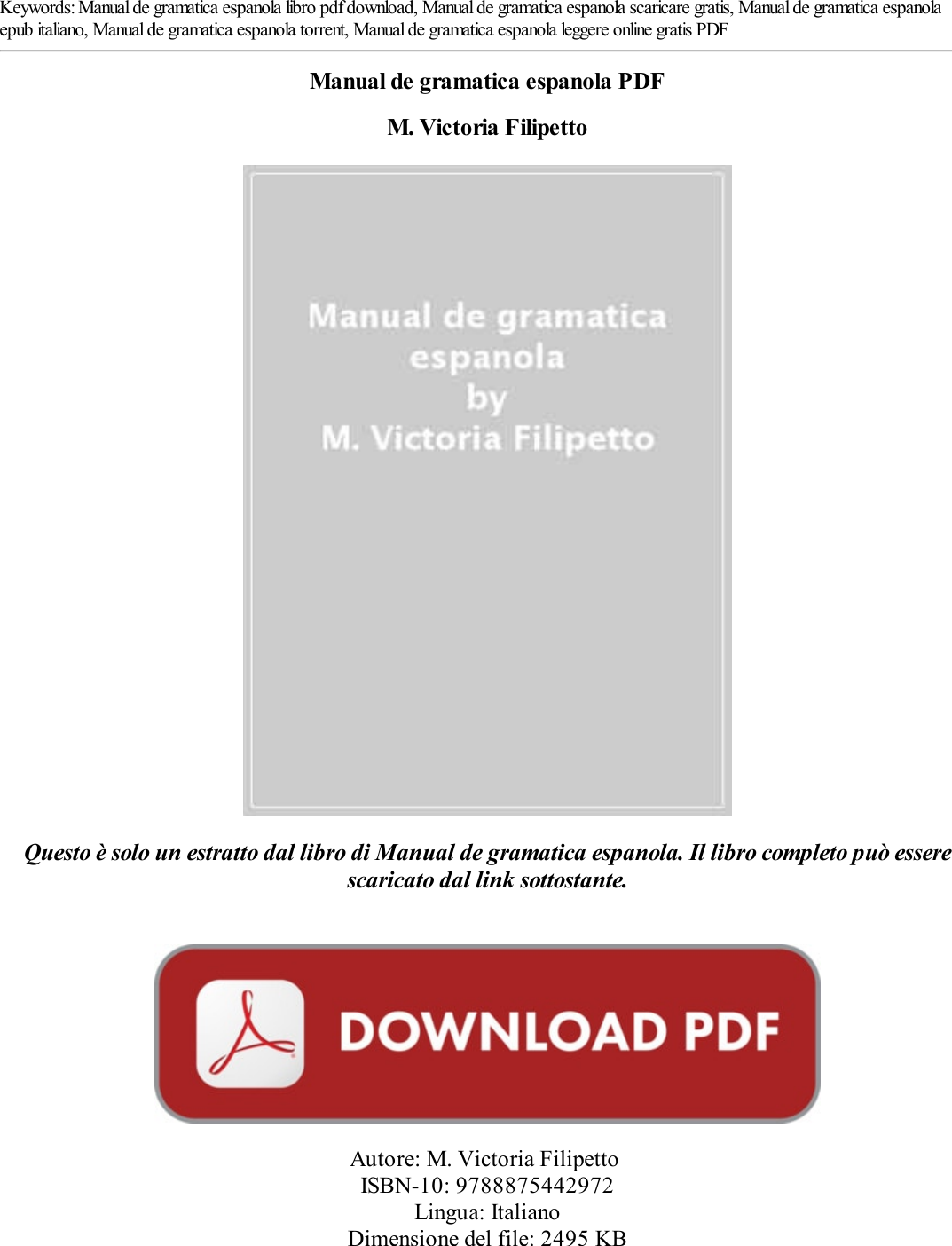 Scaricare Manual De Gramatica Espanola Pdf Epub Mobi 7099mxysjr M Victoria Filipetto 7099mxysjr