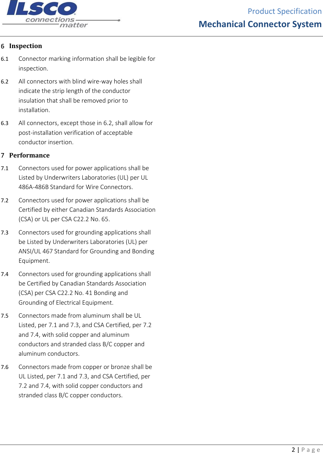 Page 2 of 2 - Product Specification Mechanical Connector Mechanical-Connector-Specification