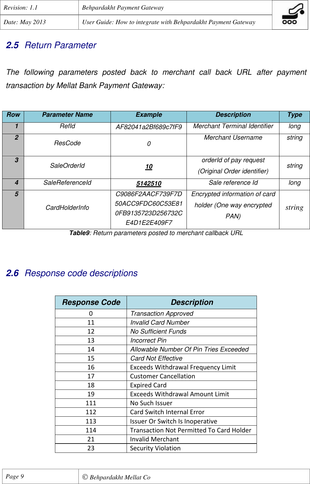 Page 10 of 11 - Behpardakht Mellat - Payment Gateway PGW User Manual English Ver 1.1
