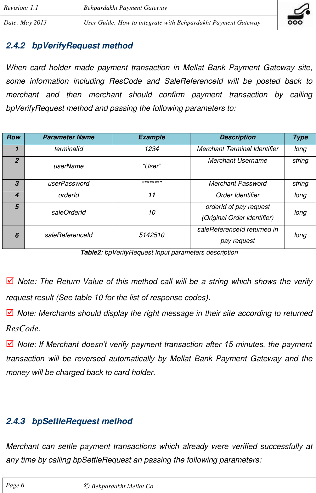 Page 7 of 11 - Behpardakht Mellat - Payment Gateway PGW User Manual English Ver 1.1