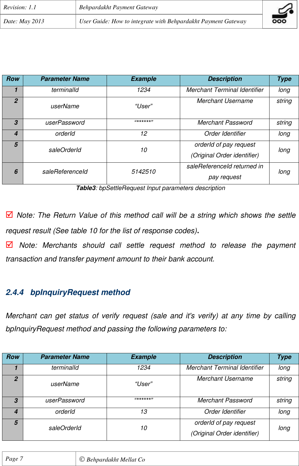 Page 8 of 11 - Behpardakht Mellat - Payment Gateway PGW User Manual English Ver 1.1