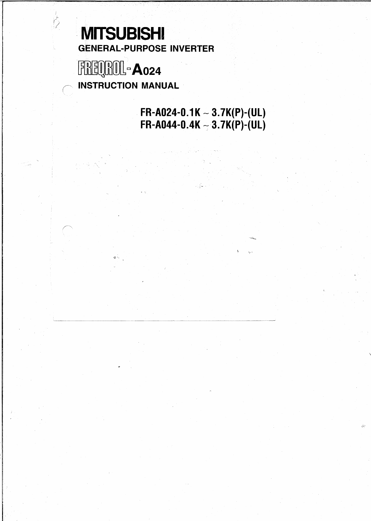 IB(NA) 66522 C Mitsubishi Freqrol FR A024 Manual