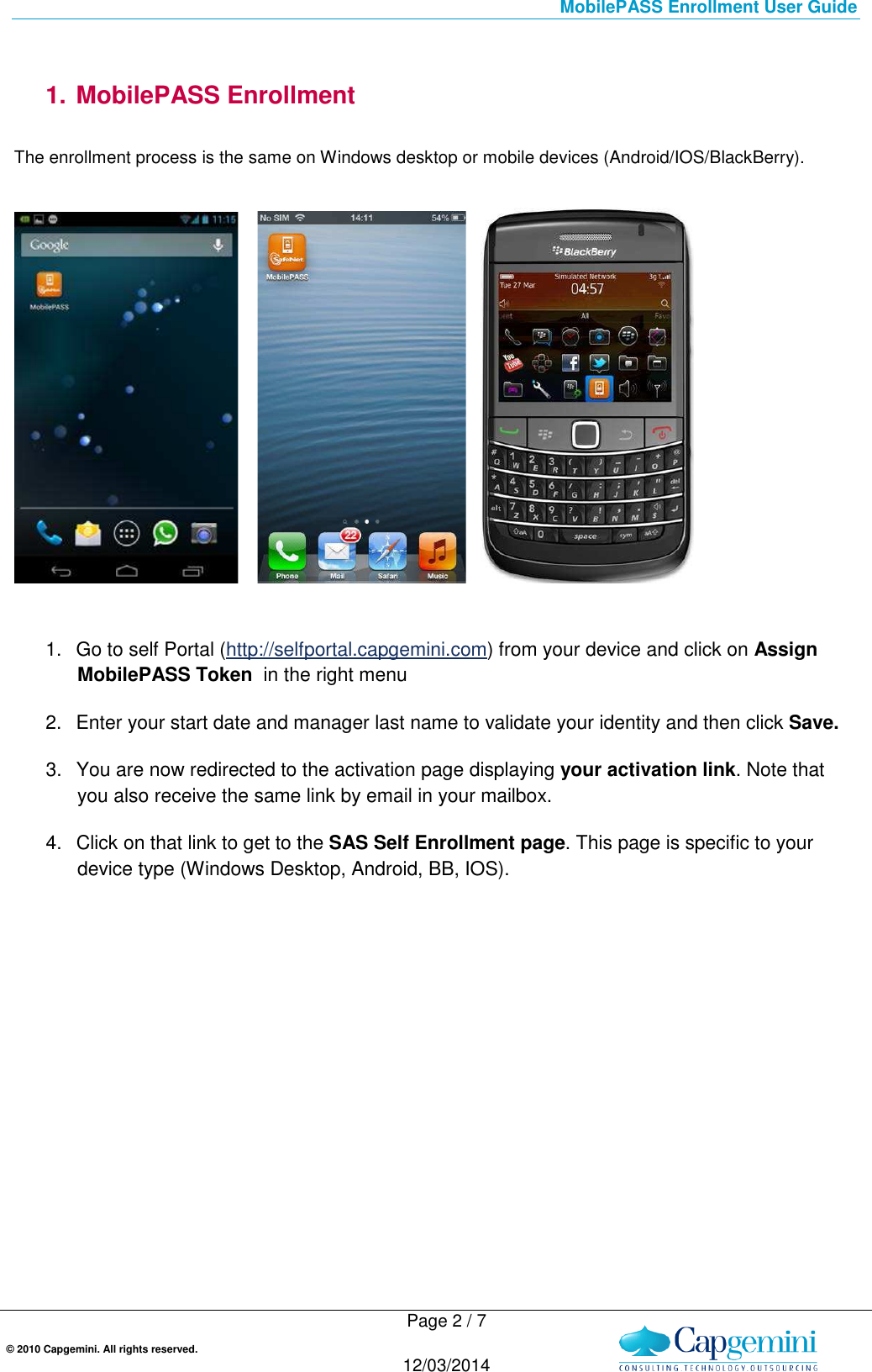 Page 3 of 7 - MobilePASS Enrollment User Guide Mobile PASS