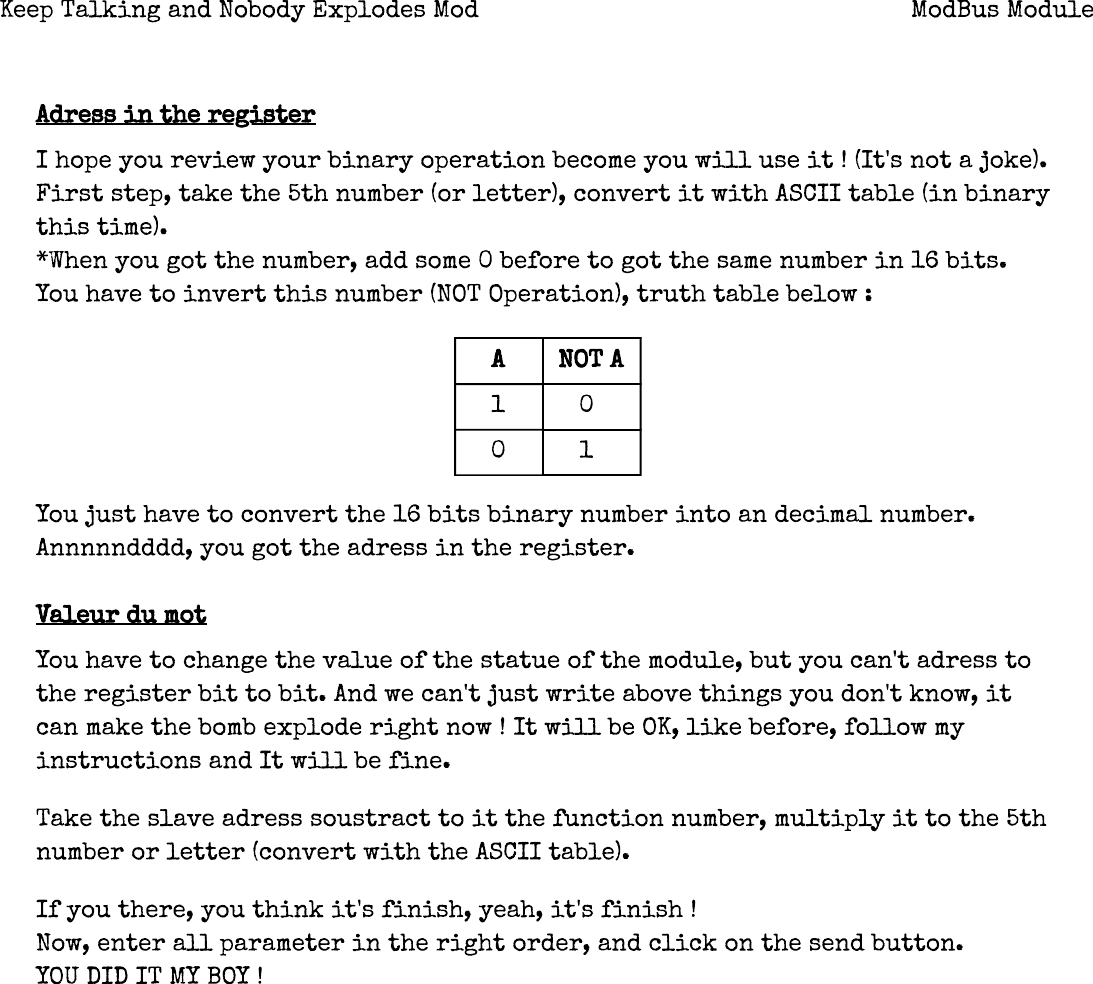 Page 4 of 5 - ModBus Module â•ﬂ Keep Talking And Nobody Explodes Mod Bus Manual PDF V1.0