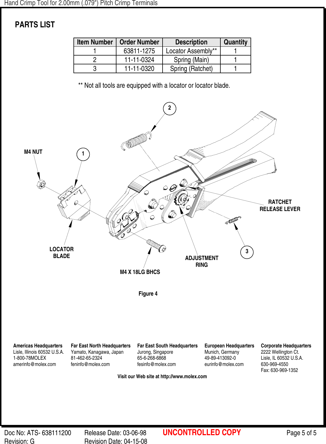 Page 5 of 5 - Molex Hand Crimp Tool Instructions