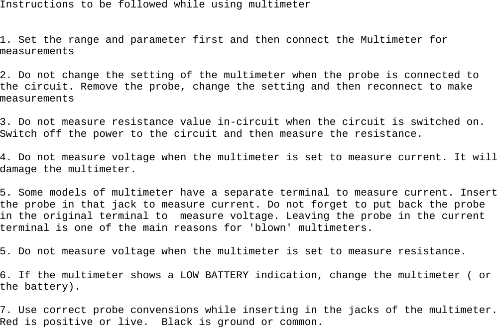 Page 1 of 1 - Multimeter Instructions