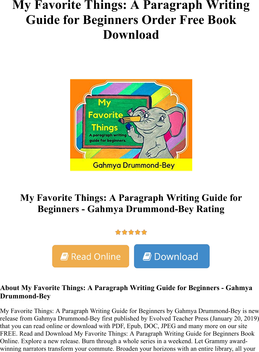 Page 1 of 2 - My Favorite Things: A Paragraph Writing Guide For Beginners - Gahmya Drummond-Bey Order Free Book  My-Favorite-Things-A-Paragraph-Writing-Guide-for-Beginners