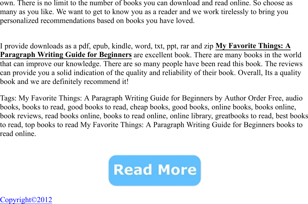 Page 2 of 2 - My Favorite Things: A Paragraph Writing Guide For Beginners - Gahmya Drummond-Bey Order Free Book  My-Favorite-Things-A-Paragraph-Writing-Guide-for-Beginners