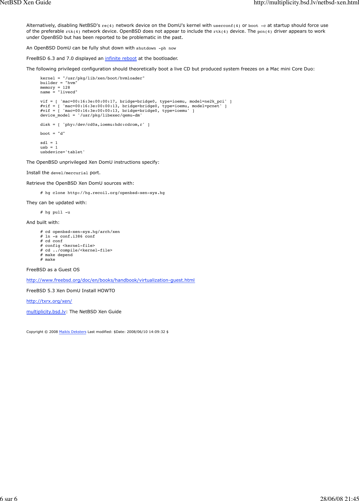 Page 6 of 6 - NetBSD Xen Guide Net BSD
