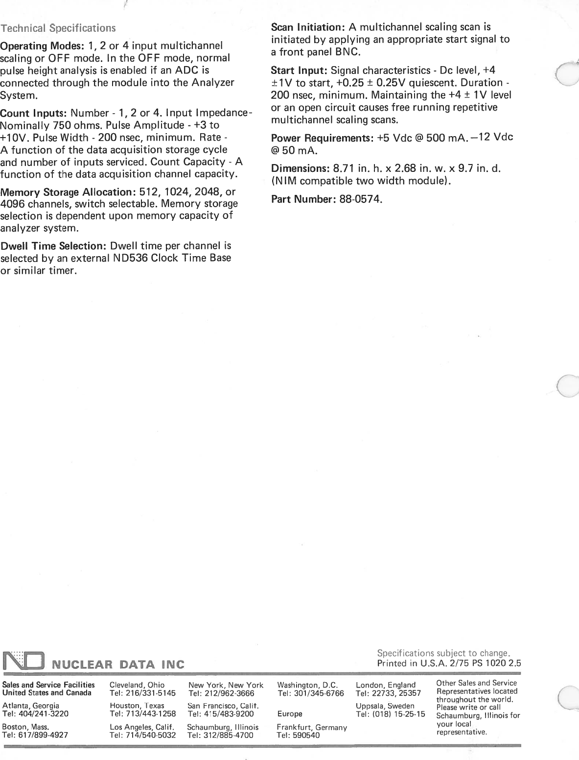 Page 2 of 2 - Nuclear Data_Four_Input_Multichannel_Scaler_Module Data Four Input Multichannel Scaler Module