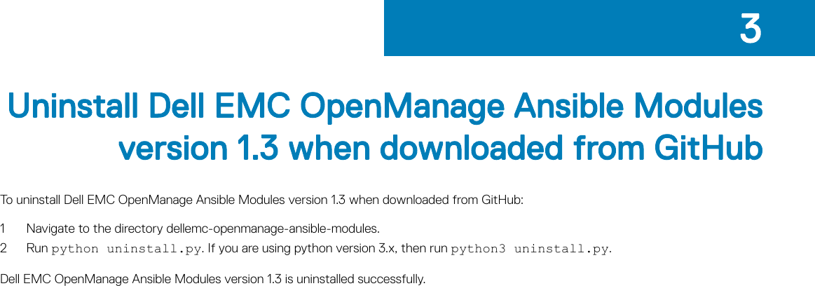 Page 7 of 7 - Dell EMC OpenManage Ansible Modules Version 1.3 Installation Guide OMAM Install