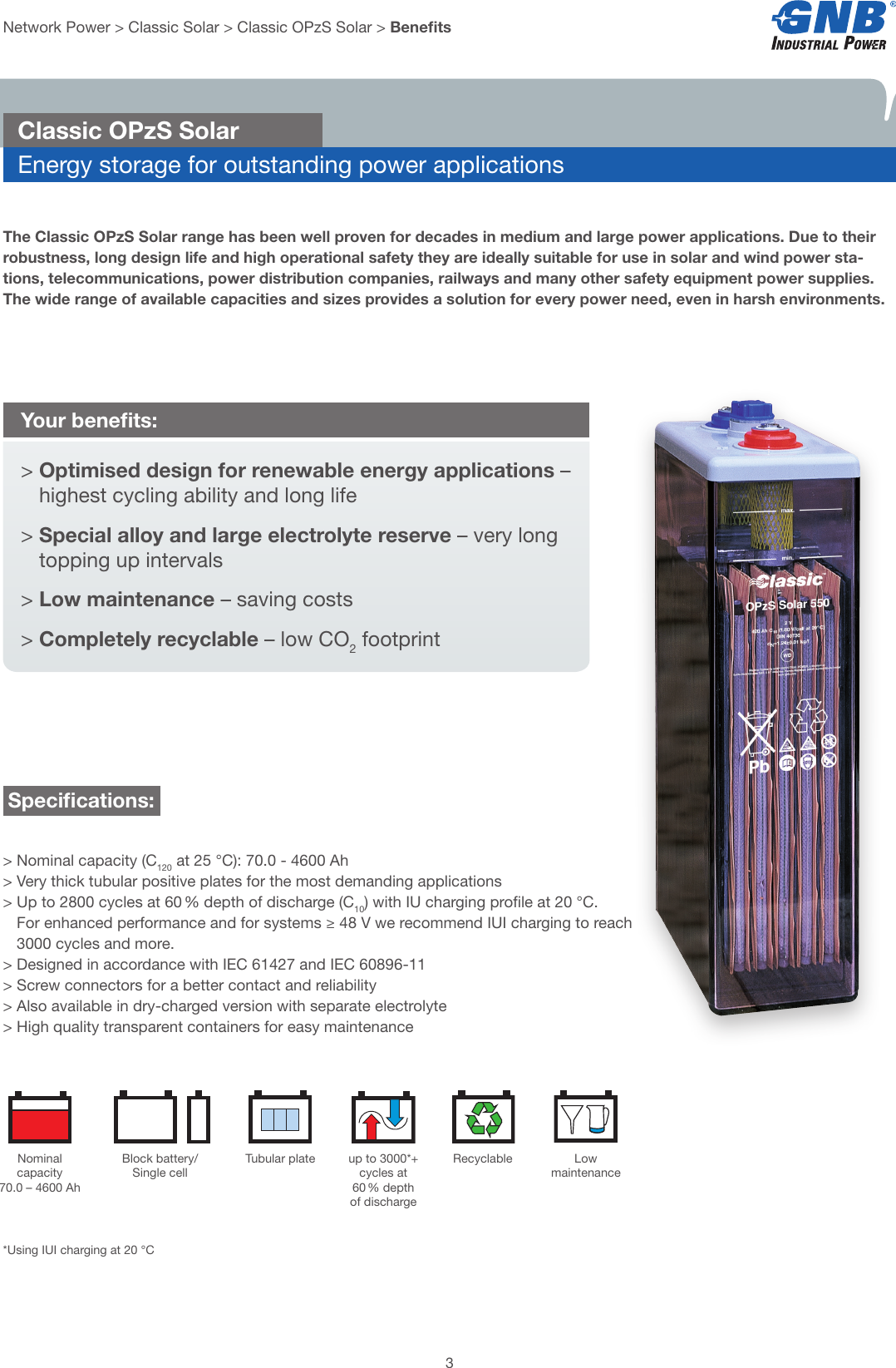 Page 3 of 12 - GNB NP Classic Solar OPz S Battery