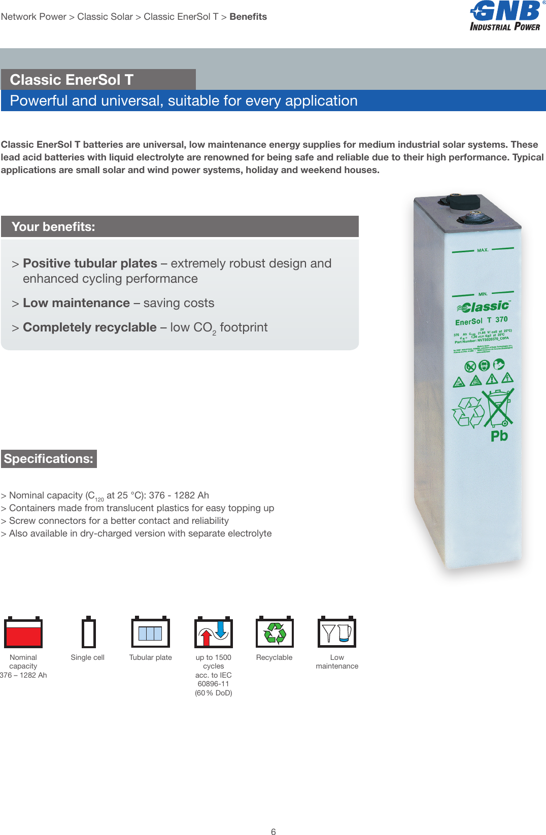 Page 6 of 12 - GNB NP Classic Solar OPz S Battery