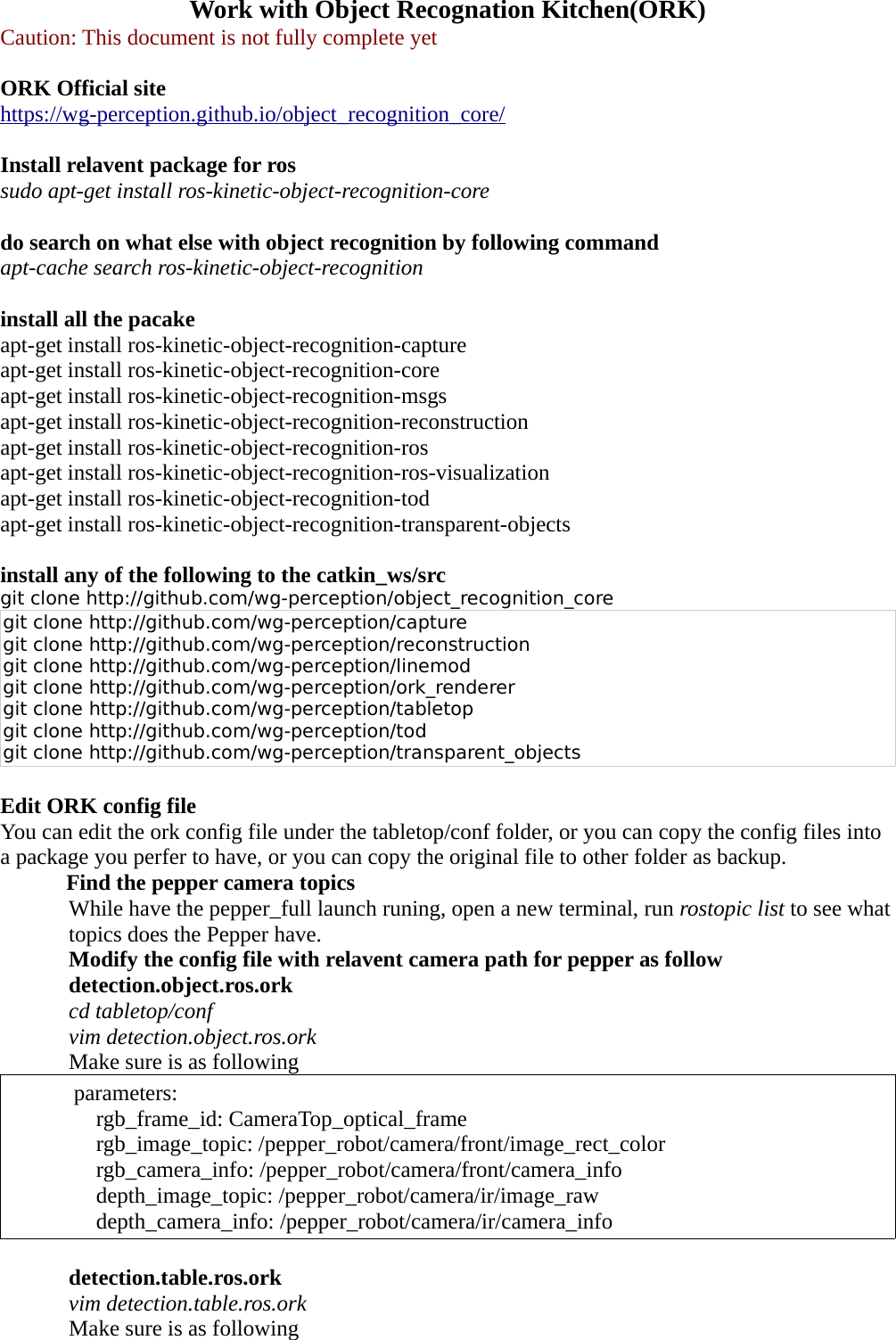 Page 1 of 2 - Object Recognation Kitchen(ORK) User Guide