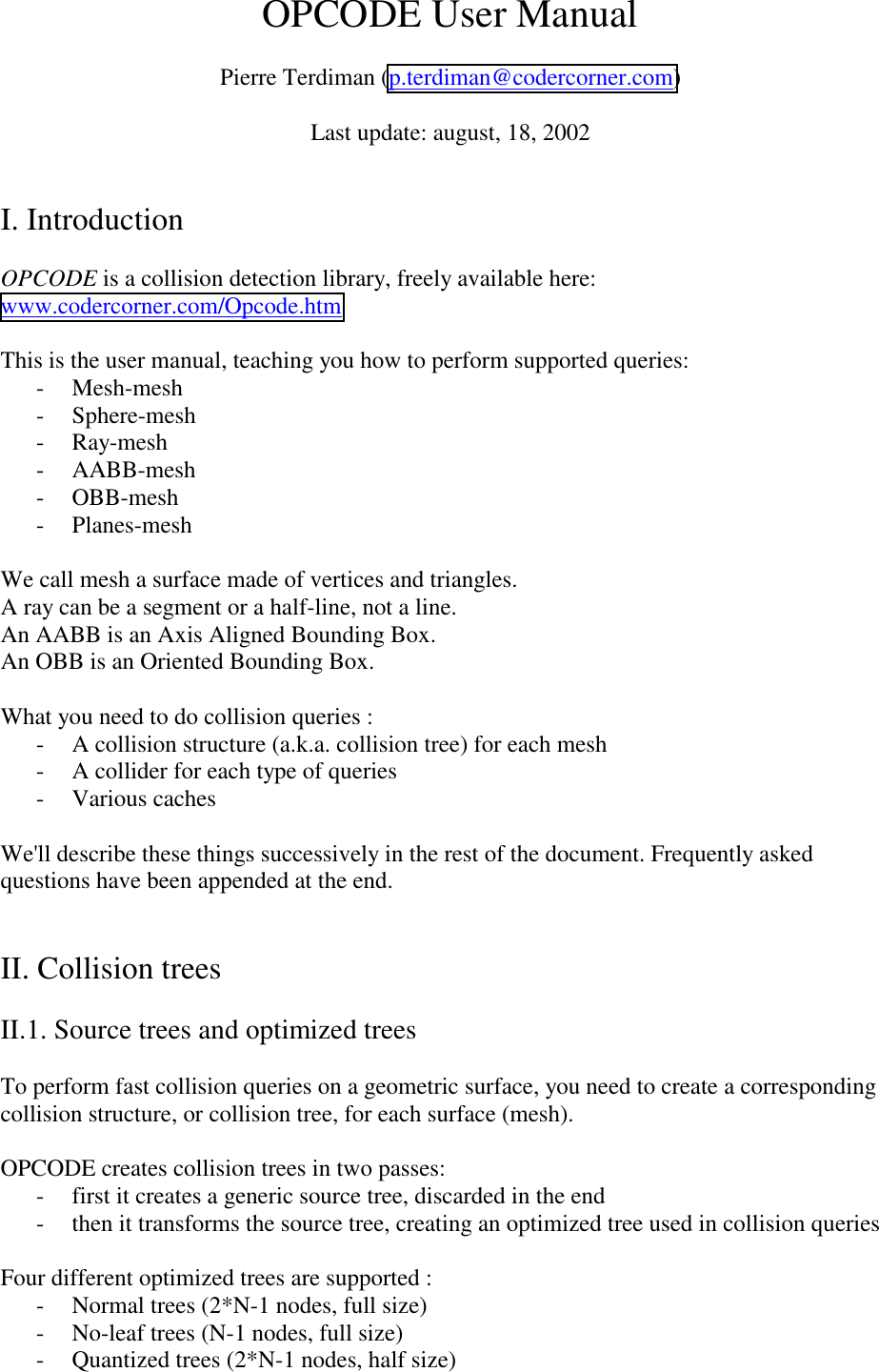 Page 1 of 12 - III. Colliders And Collision Queries Opcode User Manual