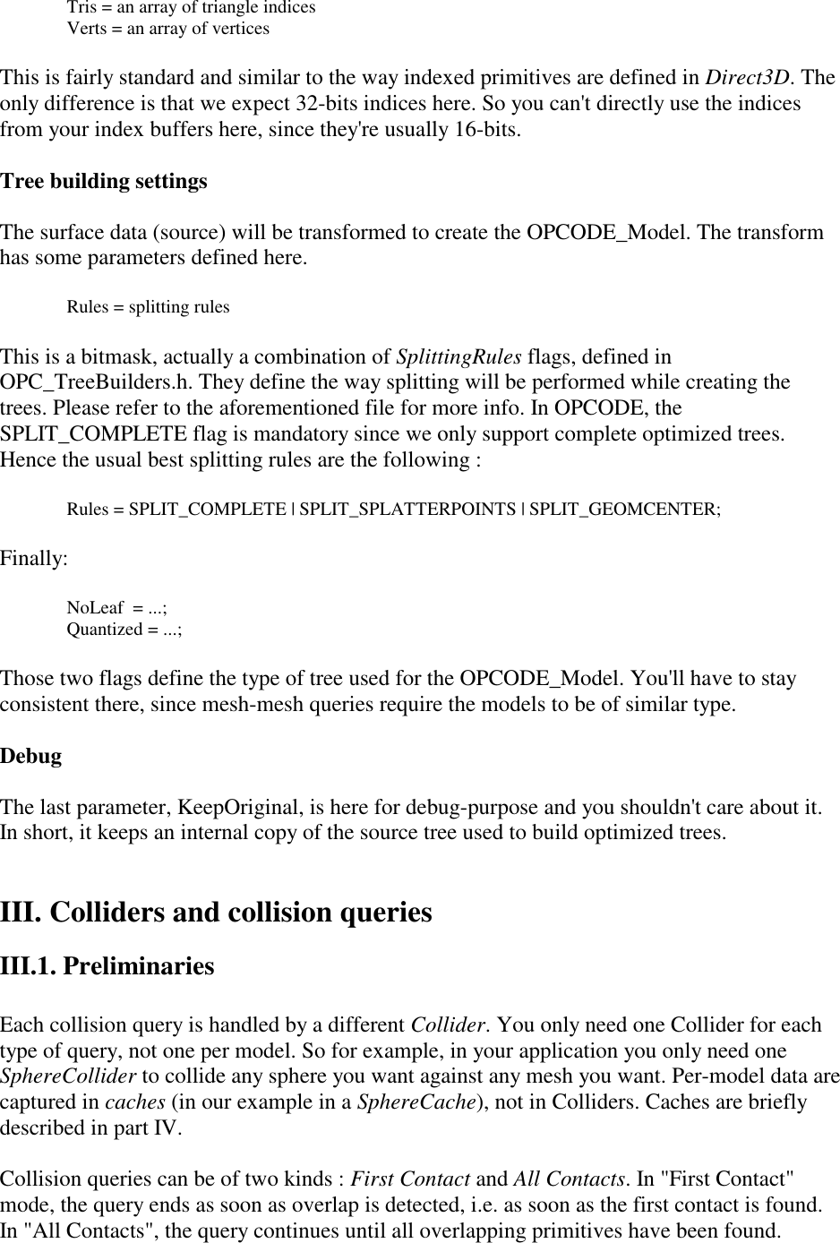 Page 3 of 12 - III. Colliders And Collision Queries Opcode User Manual