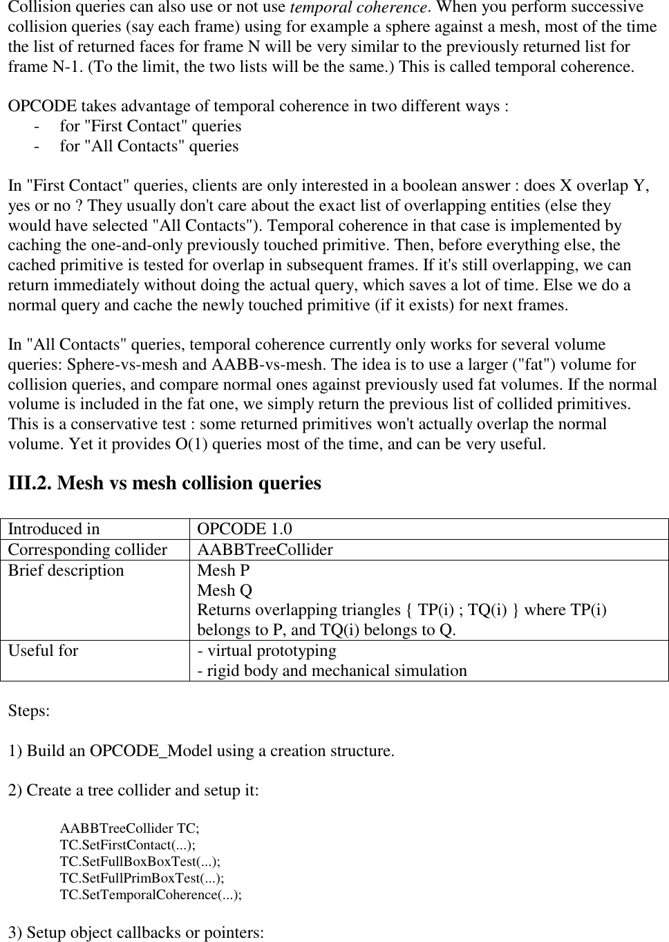Page 4 of 12 - III. Colliders And Collision Queries Opcode User Manual
