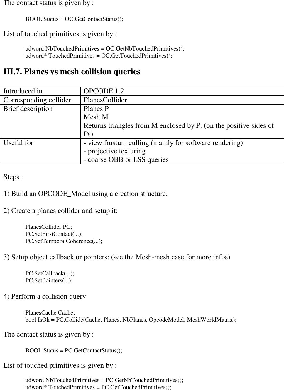 Page 9 of 12 - III. Colliders And Collision Queries Opcode User Manual